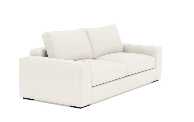 Ainsley Sofa with White Cirrus Fabric, down alt. cushions, and Matte Black legs - Image 1