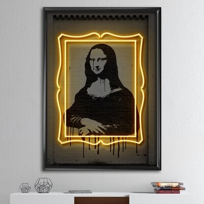 'Mona Lisa Neon' - Picture Frame Print on Canvas - Image 0