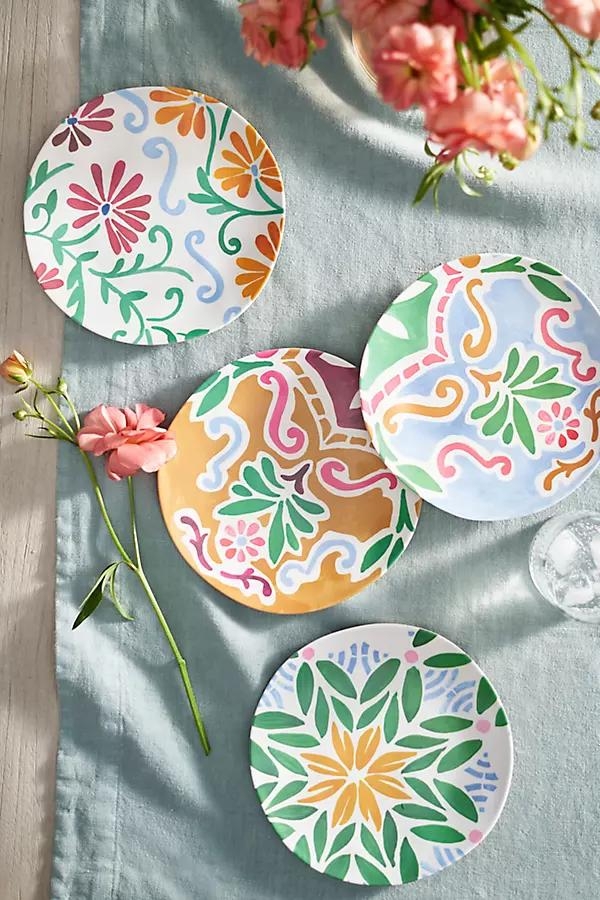 Printed Melamine Side Plates, Set of 4 - Image 0