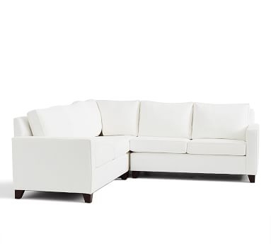 Cameron Square Arm Upholstered 3-Piece L-Shaped Corner Sectional, Polyester Wrapped Cushions, Performance Boucle Pebble - Image 2