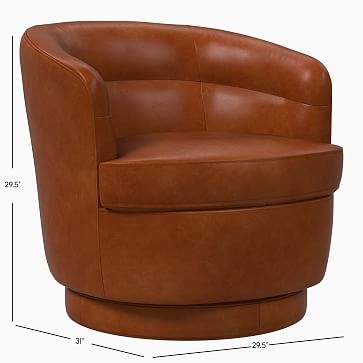 Viv Swivel Chair, Poly, Saddle Leather, Nut - Image 2