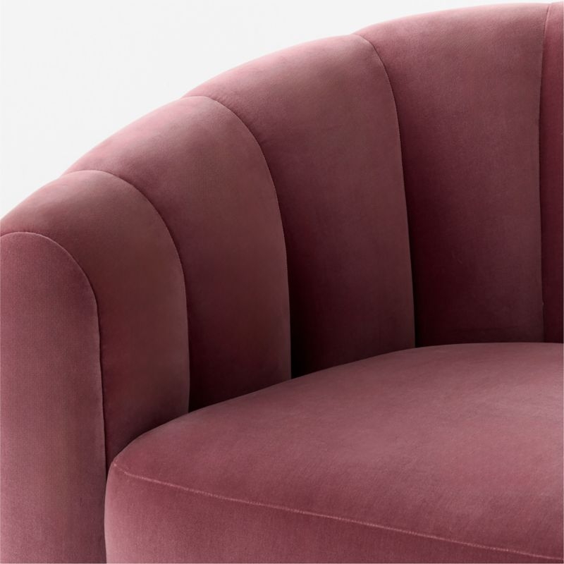 Fitz Channeled Rose Velvet Swivel Chair - Image 6