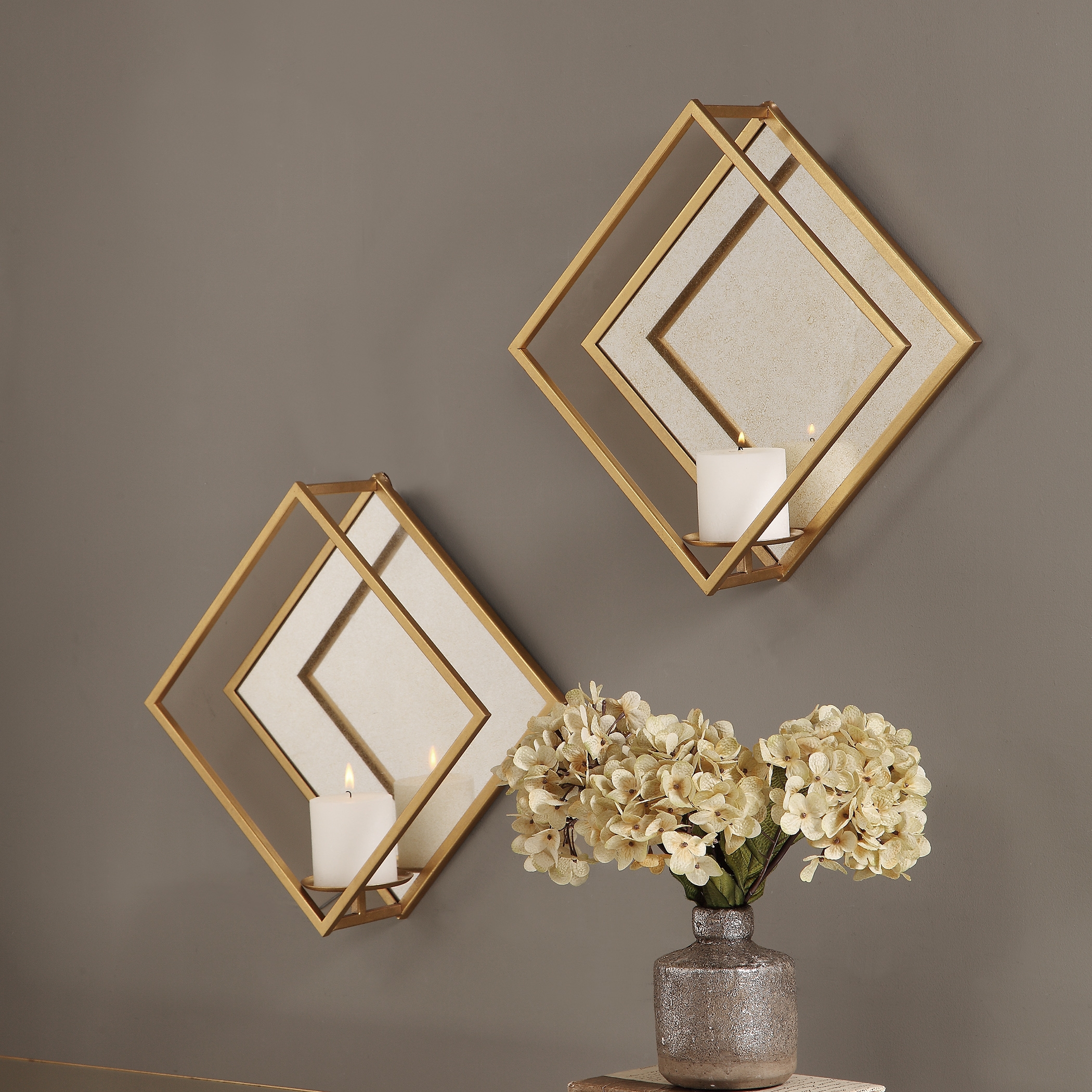 Zulia Gold Candle Sconces, S/2 - Image 2