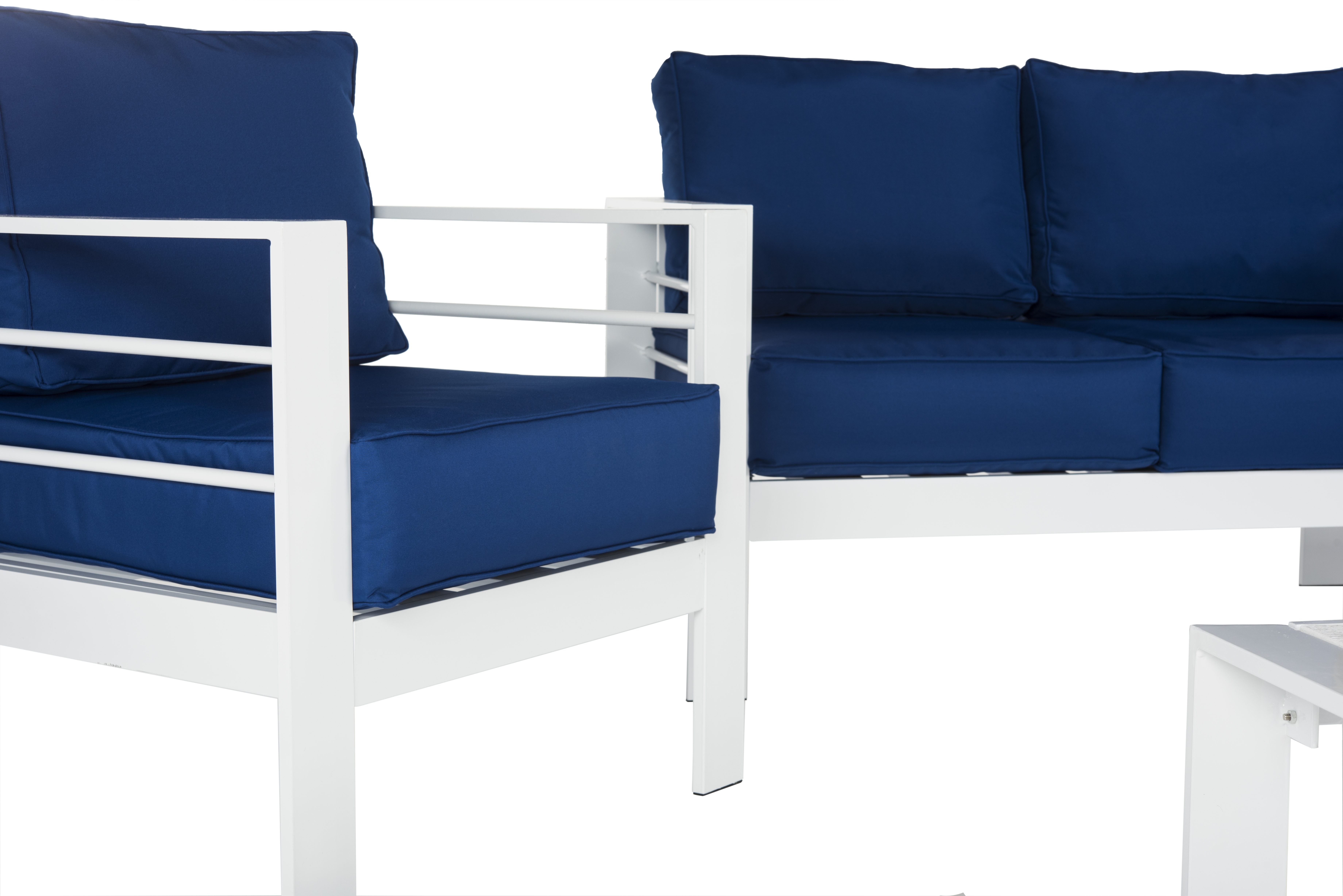 Nason 4 Piece Outdoor Living Set - White/Navy - Safavieh - Image 4