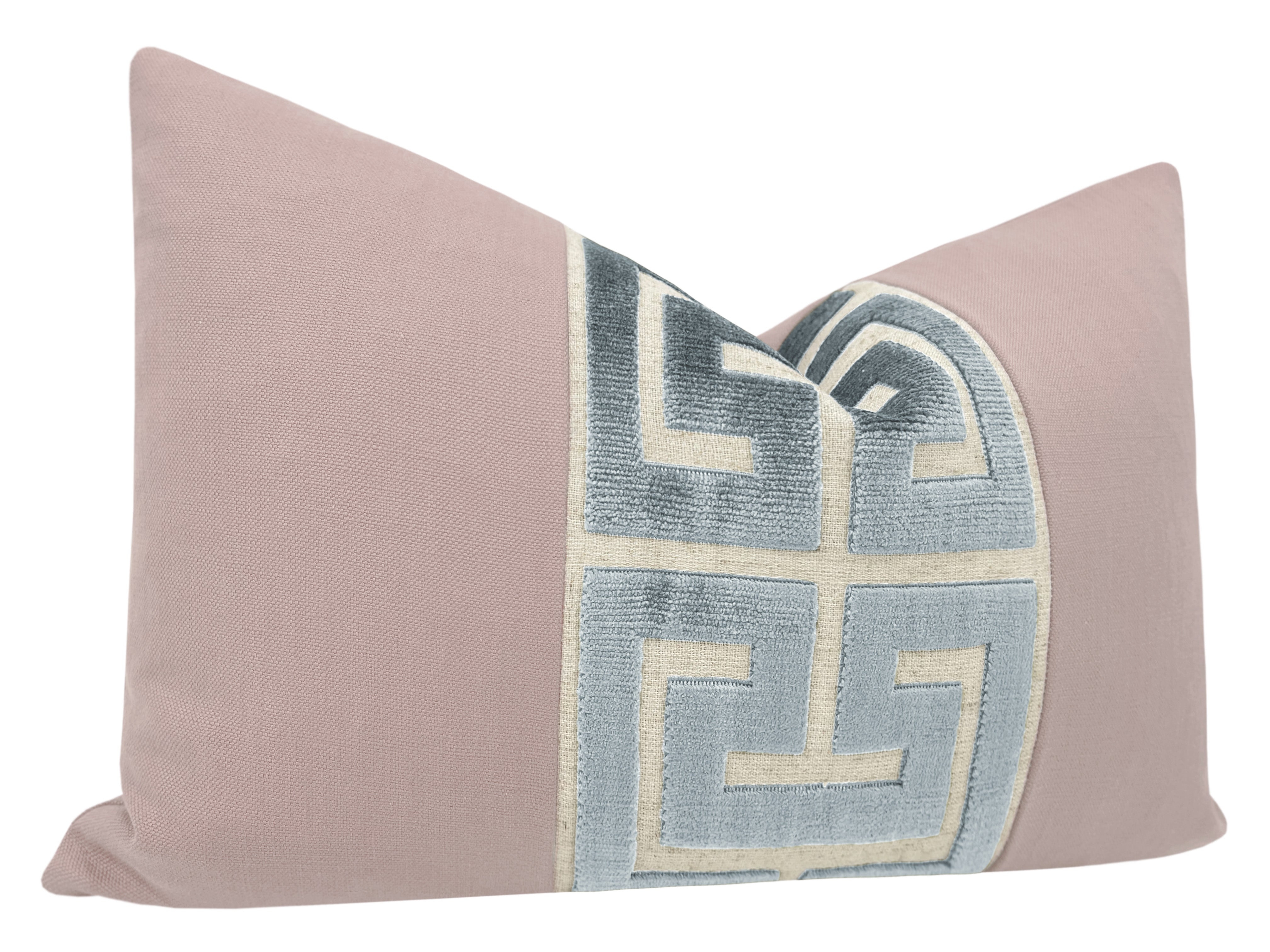 THE LITTLE LUMBAR :: CLASSIC LINEN // LILAC + DELFT GREEK TRIM - LITTLE LUMBAR 12" X 18" - Image 1