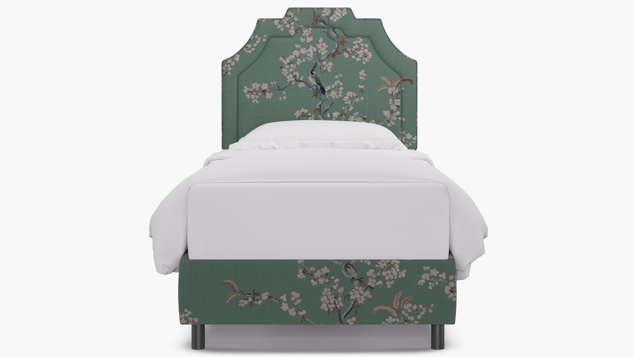 Art Deco Bed, Mint Cherry Blossom, Twin - Image 1
