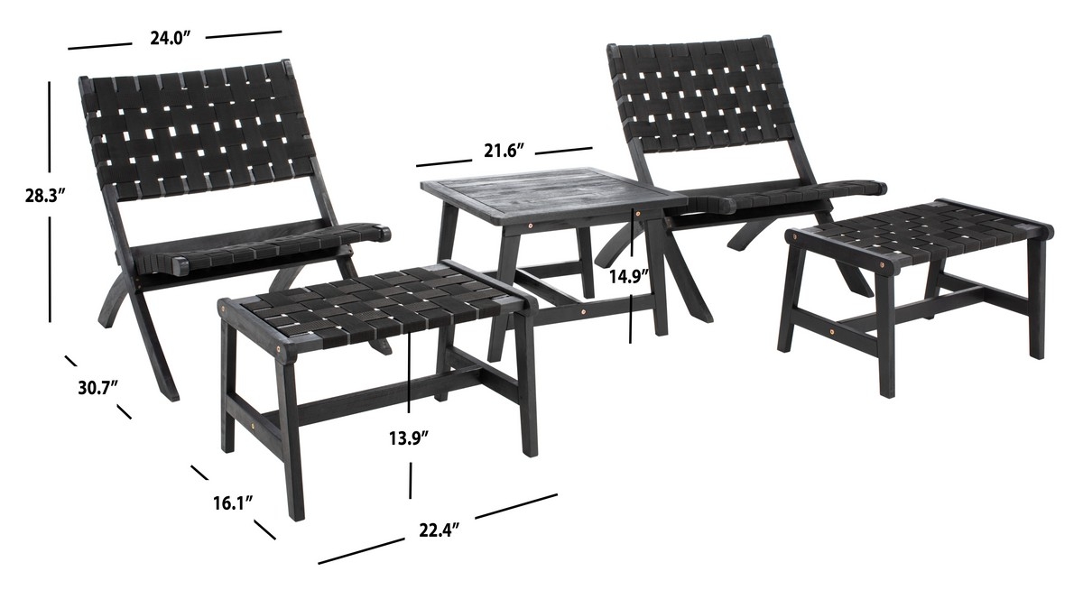 Darryl Living Set - Black/Black - Safavieh - Image 7