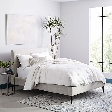 Andes Deco Upholstered Bed- King, Distressed Velvet, Mineral Gray - Image 4
