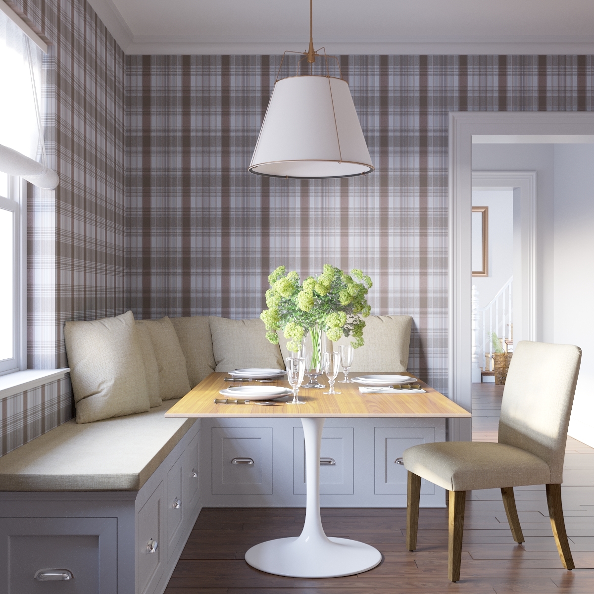 Traditional Wallpaper, Toffee Plaid - Image 2