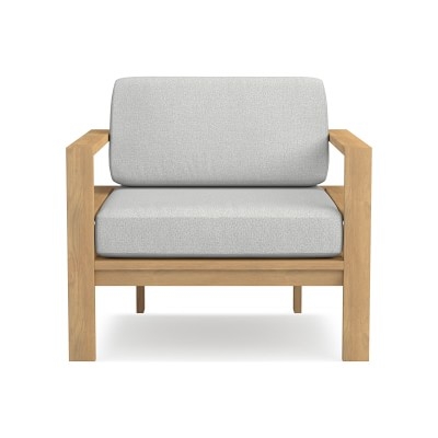 Ojai Modern, Club Chair Cushion, Perennials Performance Basketweave, Light Gray - Image 0