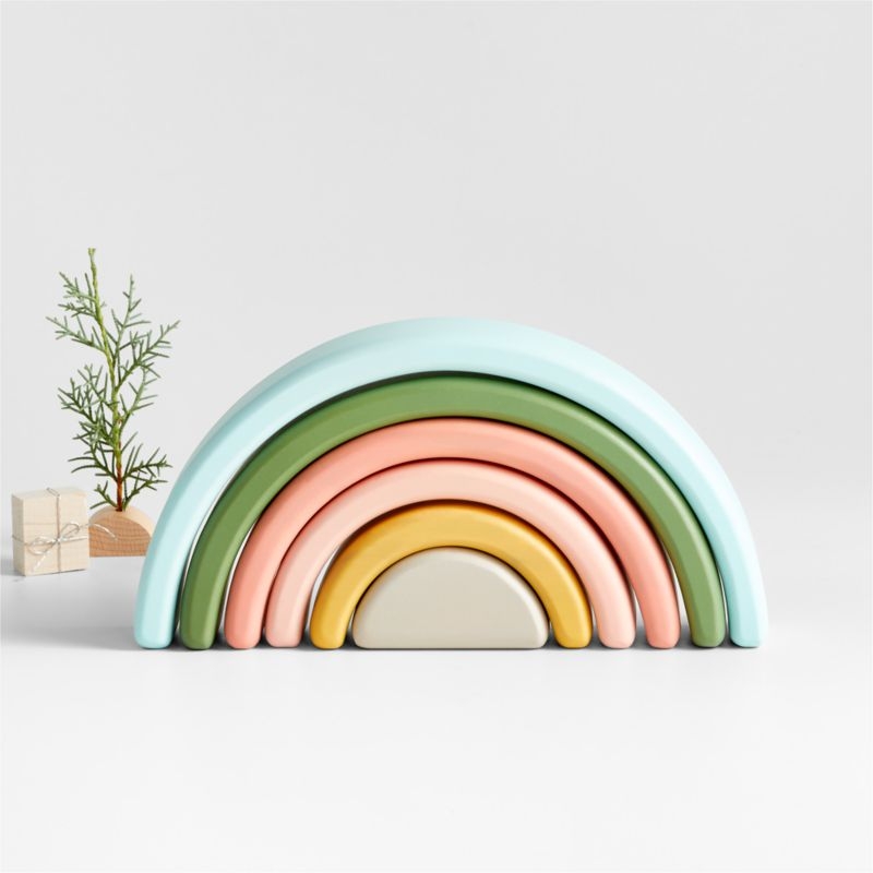 Wonder & Wise by Asweets Rainbow Wooden Kids Stacking Toy - Image 1