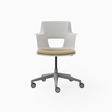 Steelcase Shortcut Desk Chair, Hard Caster, Nickel, Artic White Shell - Image 1