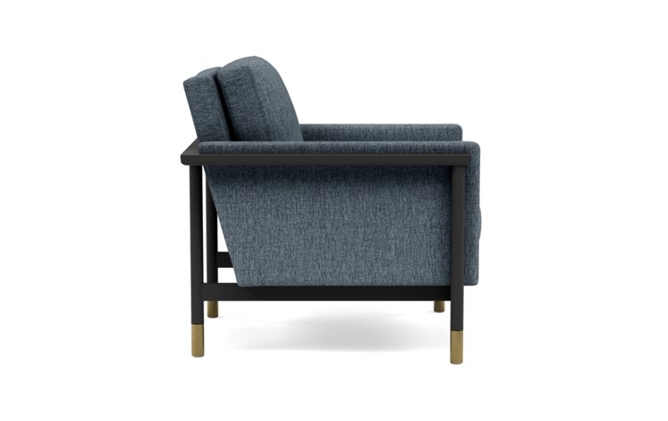 Jason Wu Petite Chair with Blue Rain Fabric and Matte Black with Brass Cap legs - Image 2