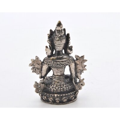 Hand Crafted On Brass White Tara Figurine. Fine Deatails With Gold Patina. 2 Inch Tall - Image 0