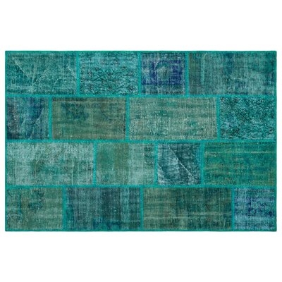One-of-a-Kind Salonis Hand-Knotted 1960s Turkish Turquoise 3'1" x 5'1" Area Rug - Image 0