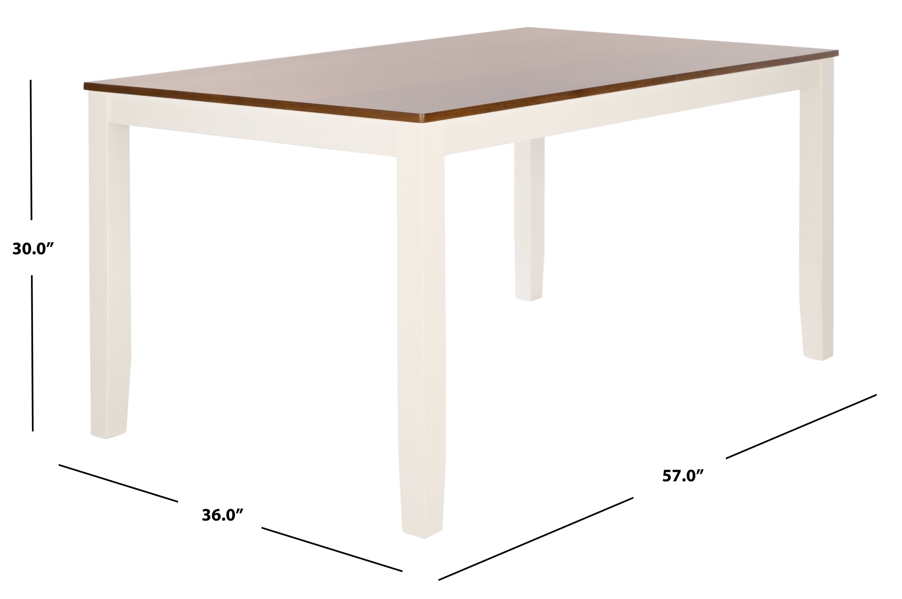 Silio Rectangle Dining Table - White / Natural - Safavieh - Image 8