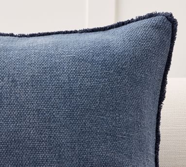 Willa Fringe Textured Pillow Cover, 22", Stormy Blue - Image 1