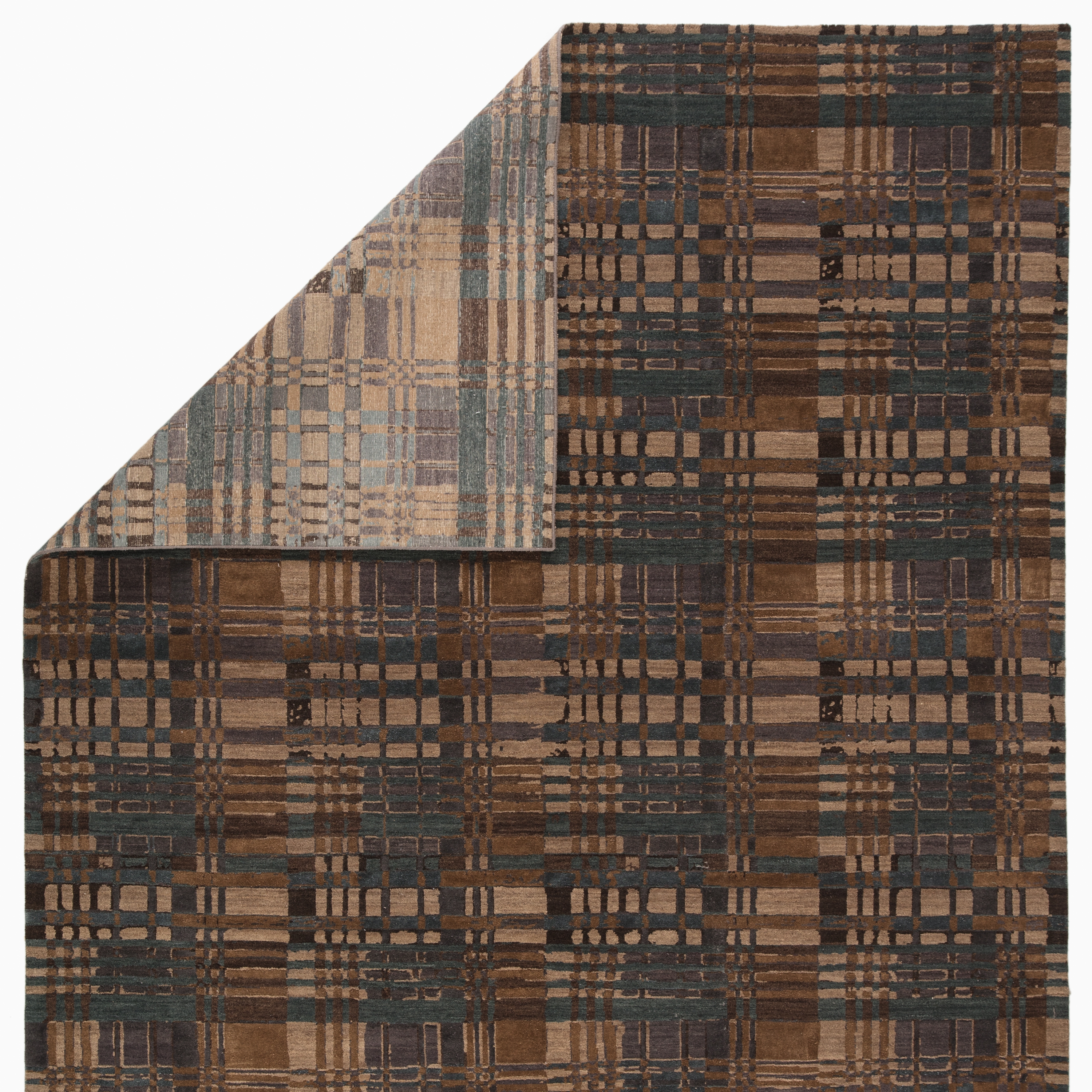Jenny Jones by Outlander Hand-Knotted Geometric Green/ Brown Area Rug (8'X10') - Image 2
