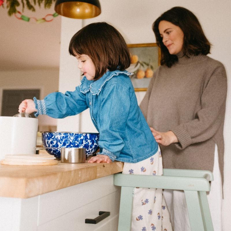 LALO The Tower Sage Green Toddler Step Stool - Image 1