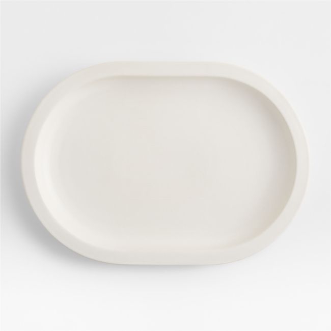 Villa White Oval Stoneware Platter - Image 0