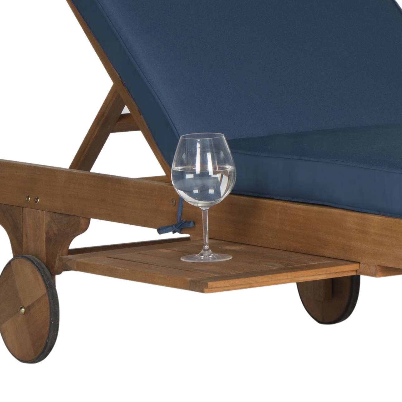 Newport Chaise Lounge Chair With Side Table - Natural/Navy - Safavieh - Image 4