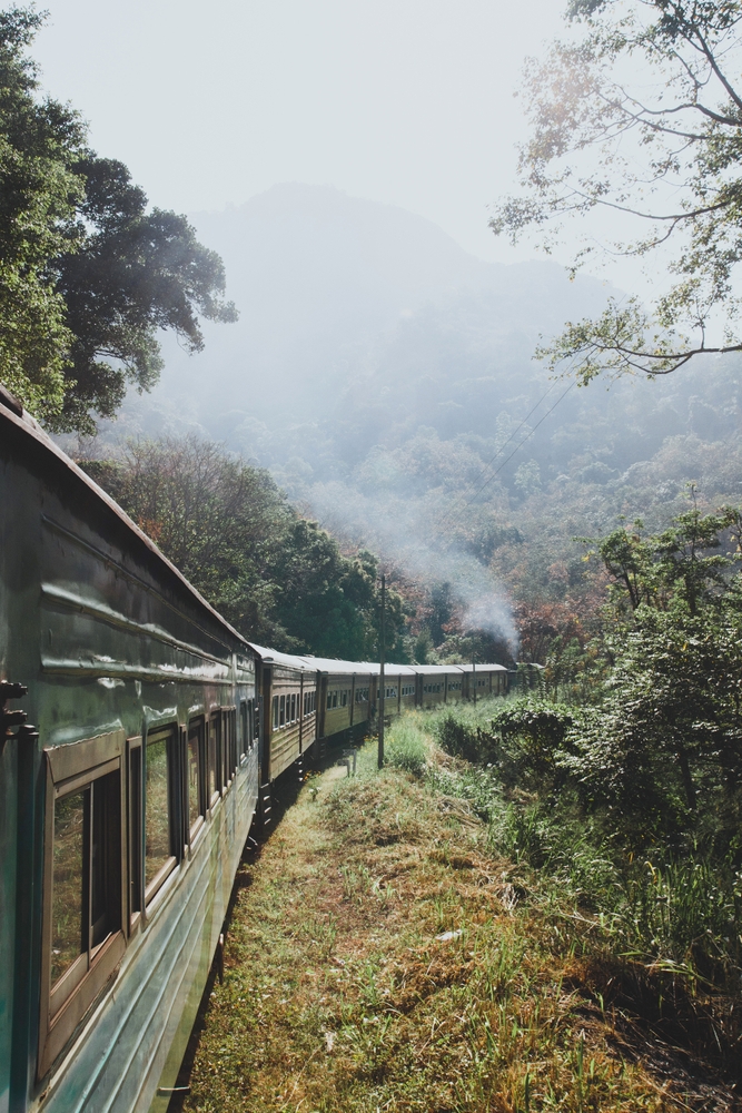 Train Rides In Sri Lanka Framed Art Print by Luke Gram - Conservation Walnut - Medium(Gallery) 20" x 20"-22x22 - Image 1