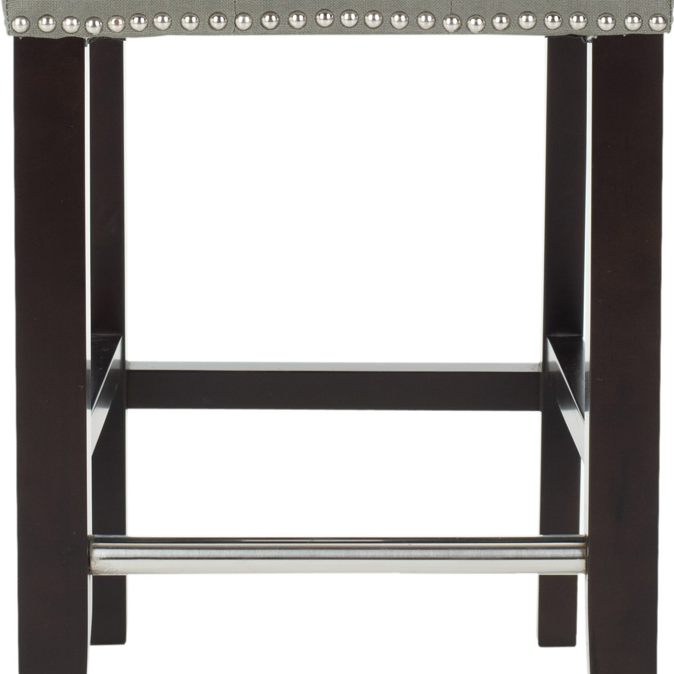 Thompson 23.9" Linen Counter Stool W/ Silver Nailheads - Sea Mist/Espresso - Safavieh - Image 3