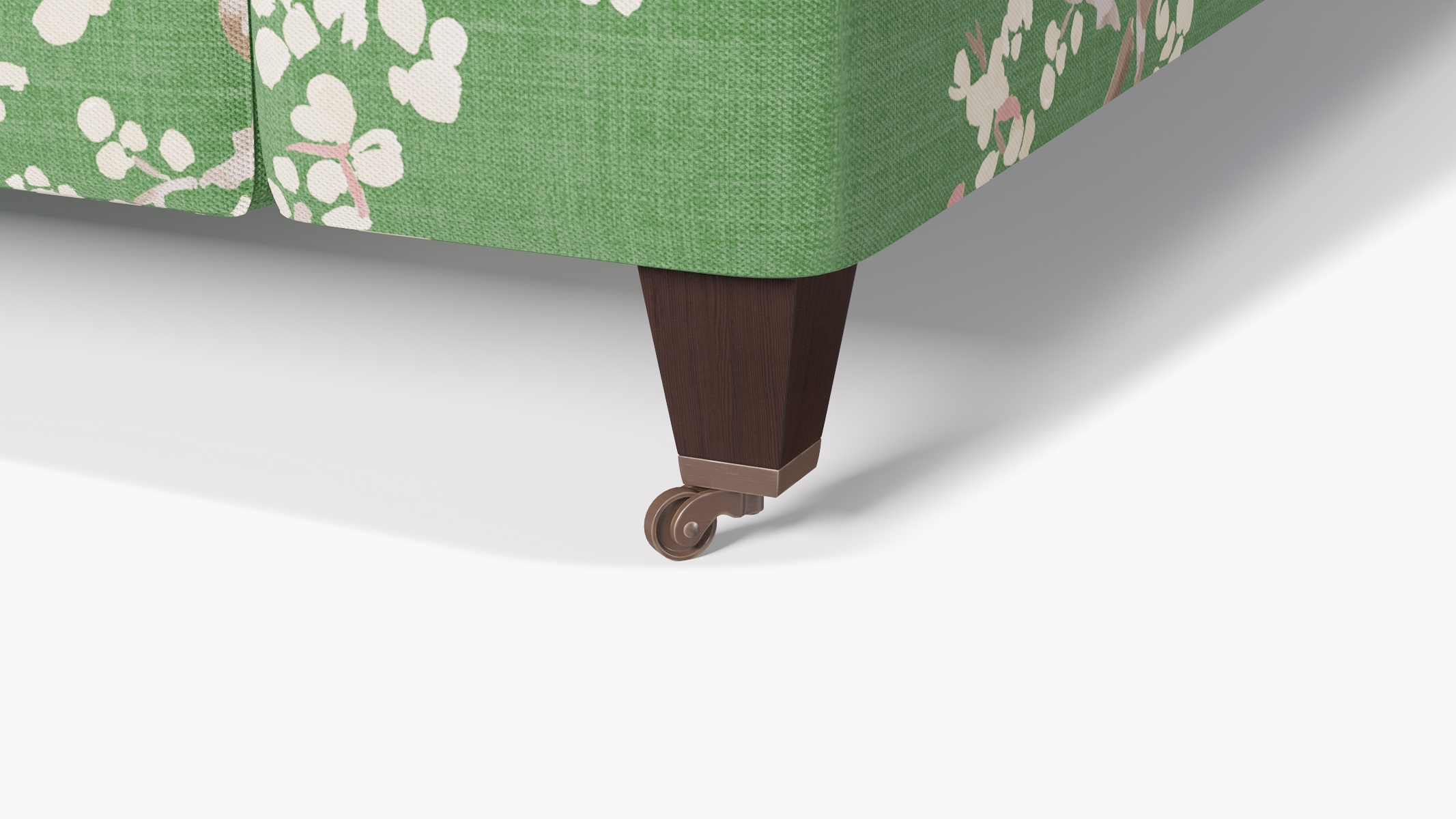 Classic Sofa, Jade Cherry Blossom, Espresso with Antique Brass Caster - Image 6