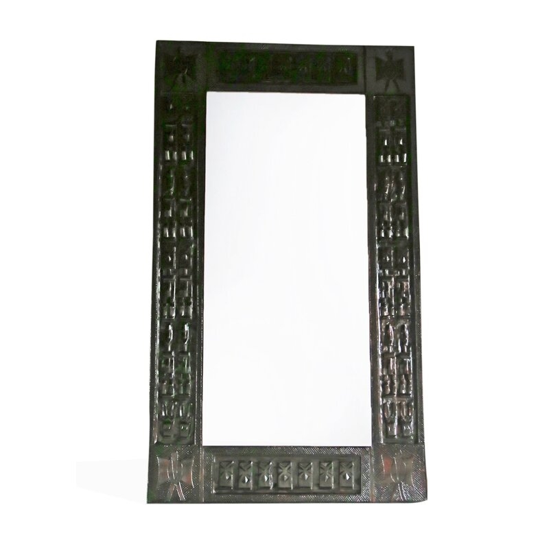 House of Avana Wall Decor Hand Carved Malian Dogon Art Frame Medium Dark Accent Mirror - Image 0