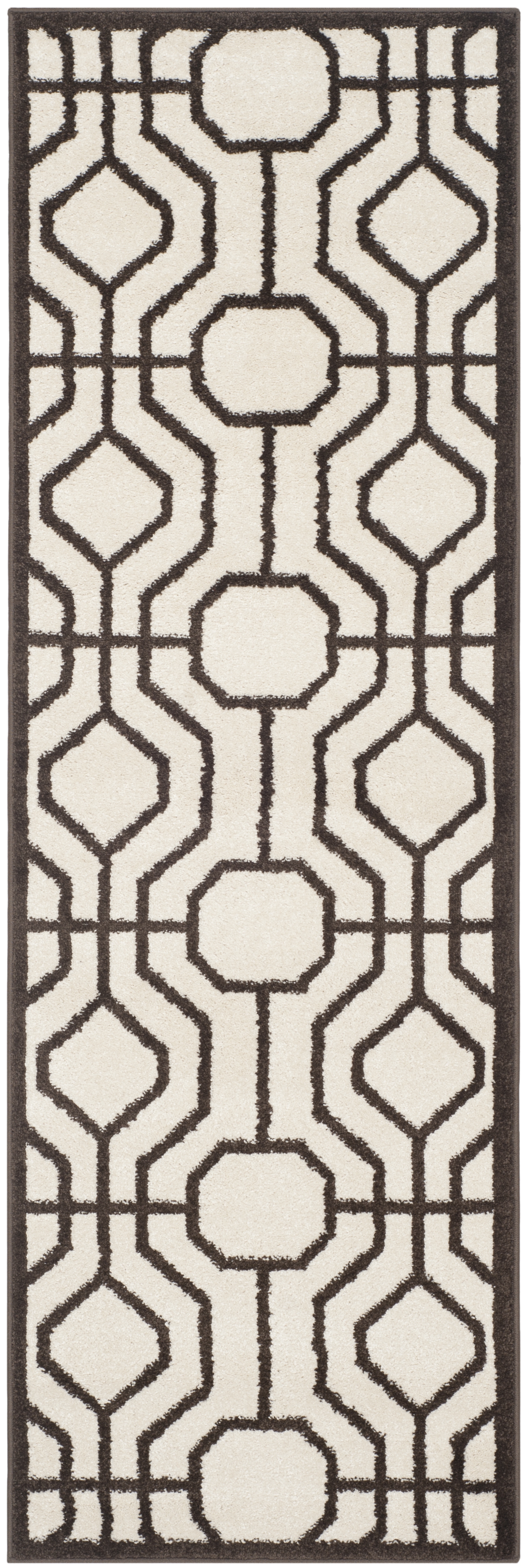 Arlo Home Indoor/Outdoor Woven Area Rug, AMT416J, Ivory/Brown,  2' 3" X 7' - Image 0