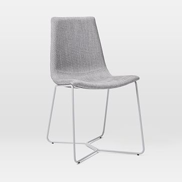 Slope Upholstered Dining Chair, Individual, Basket Slub, Platinum - Image 0