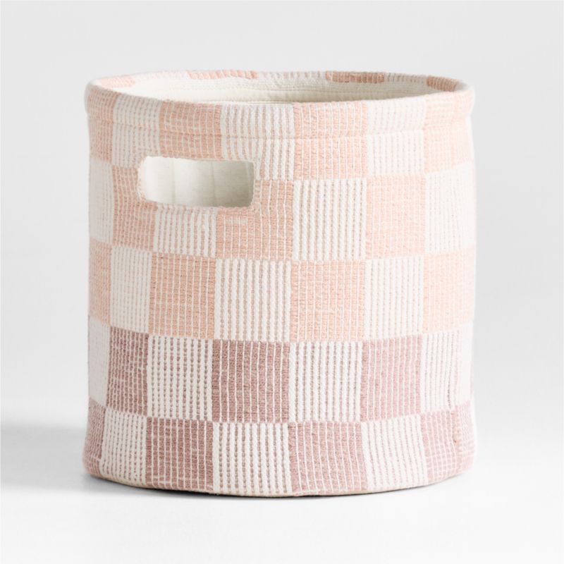 Hopscotch Elegant Pink and Classic Mauve Checkerboard Shelf Storage Bin - Image 3