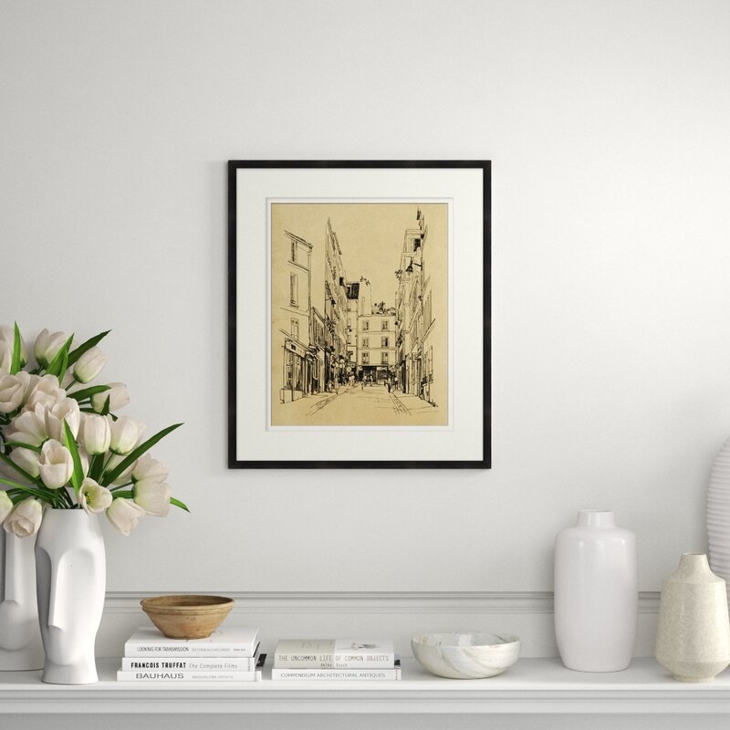 Wendover Art Group Paris Street Scene 9 - Picture Frame Drawing Print - Image 0
