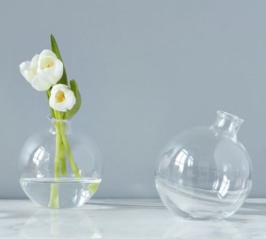 Recycled Glass Sphere Bud Vase, Clear - 5" x 5" x 5" - Image 3