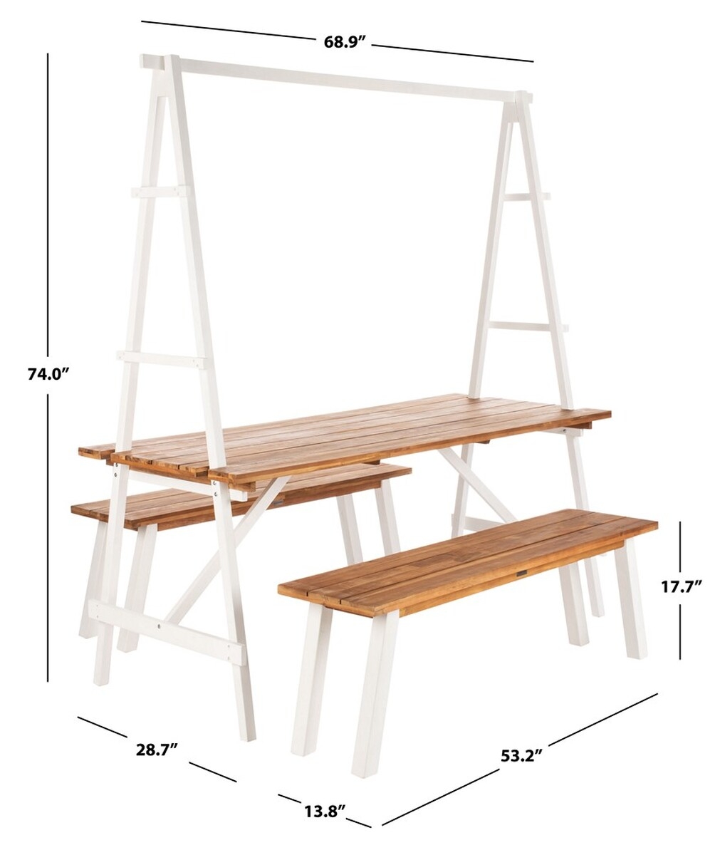 Willamy 3 Pc Dining Set - Natural/White - Safavieh - Image 5