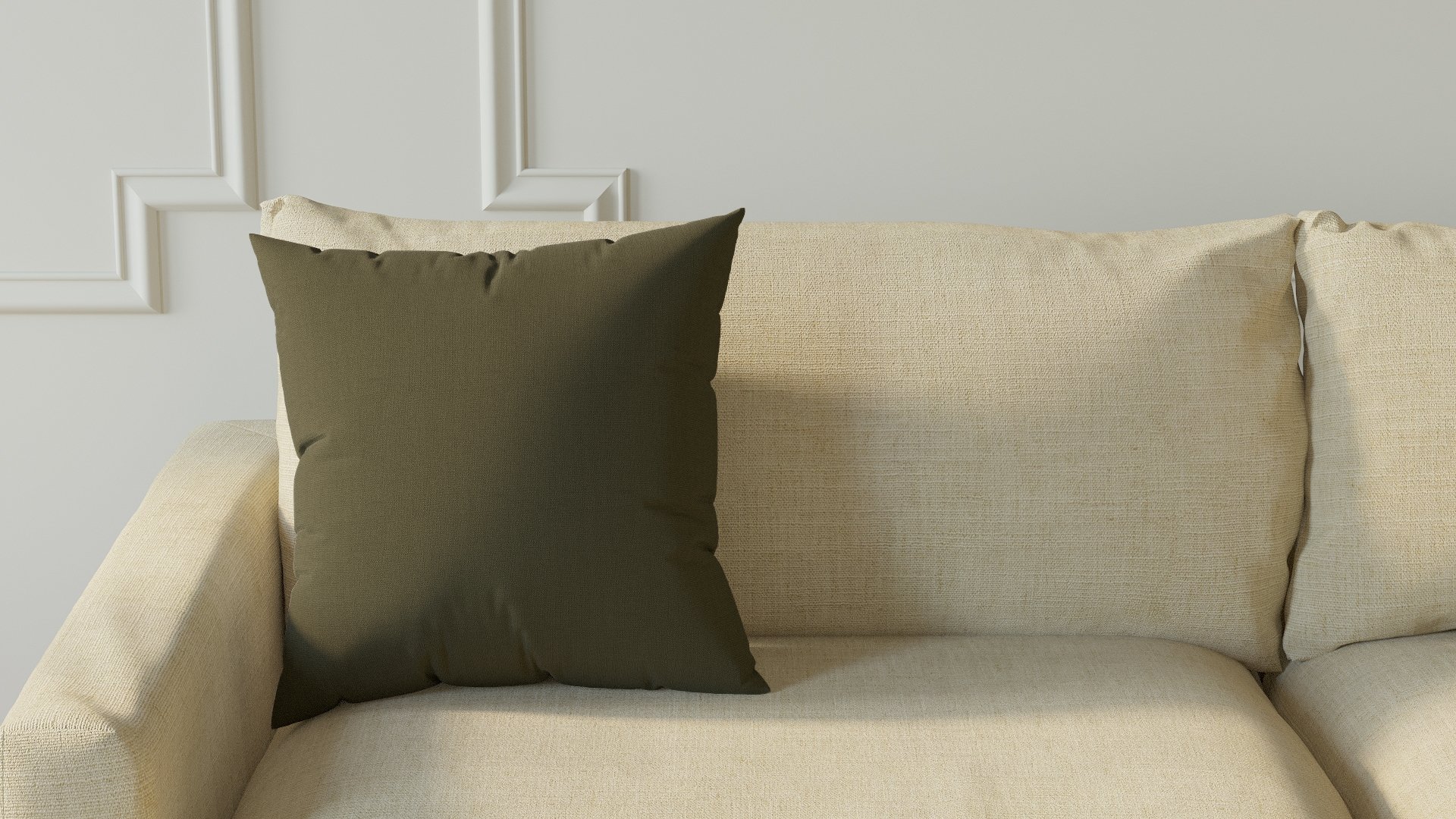 Throw Pillow, Olive Linen, 18" x 18" - Image 2