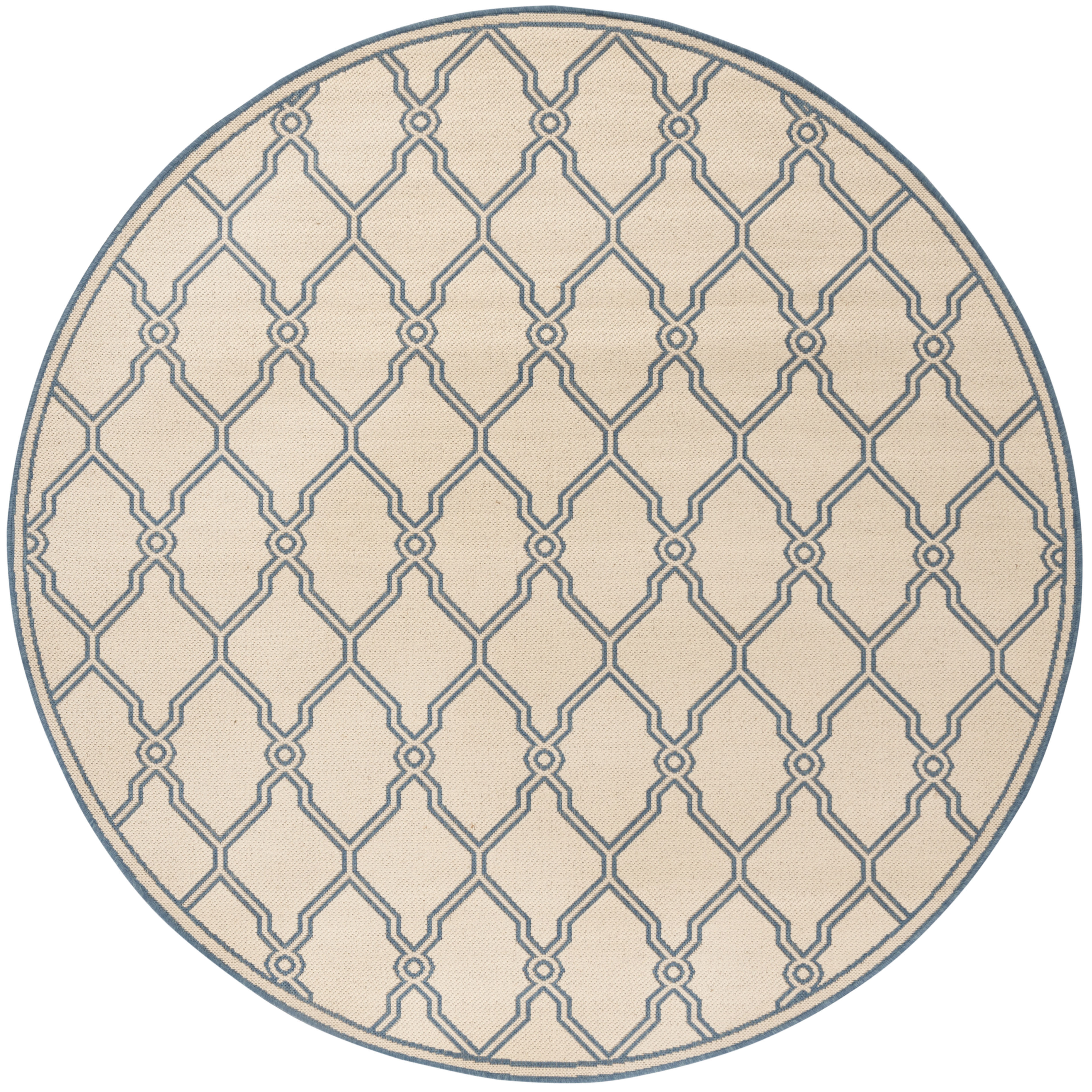 Arlo Home Indoor/Outdoor Woven Area Rug, LND124N, Cream/Blue,  6' 7" X 6' 7" Round - Image 0