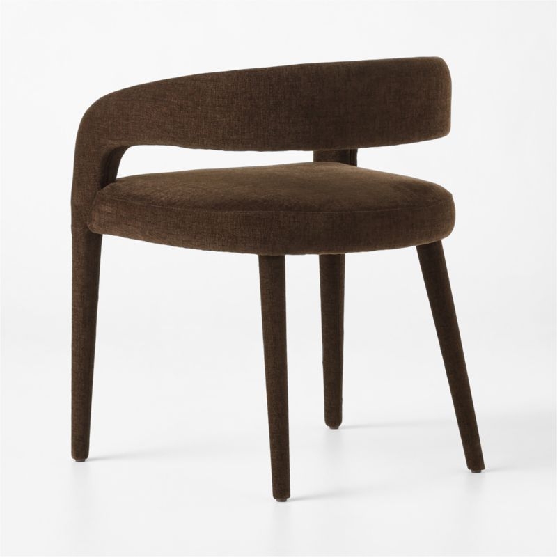 Lisette Brown Performance Fabric Dining Armchairs Set of 4 - Image 4