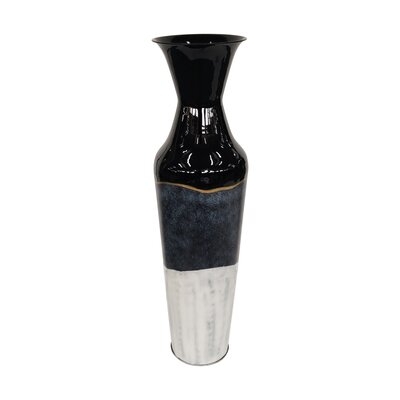 Tisdale Black/White 36" Indoor / Outdoor Metal Floor Vase - Image 0