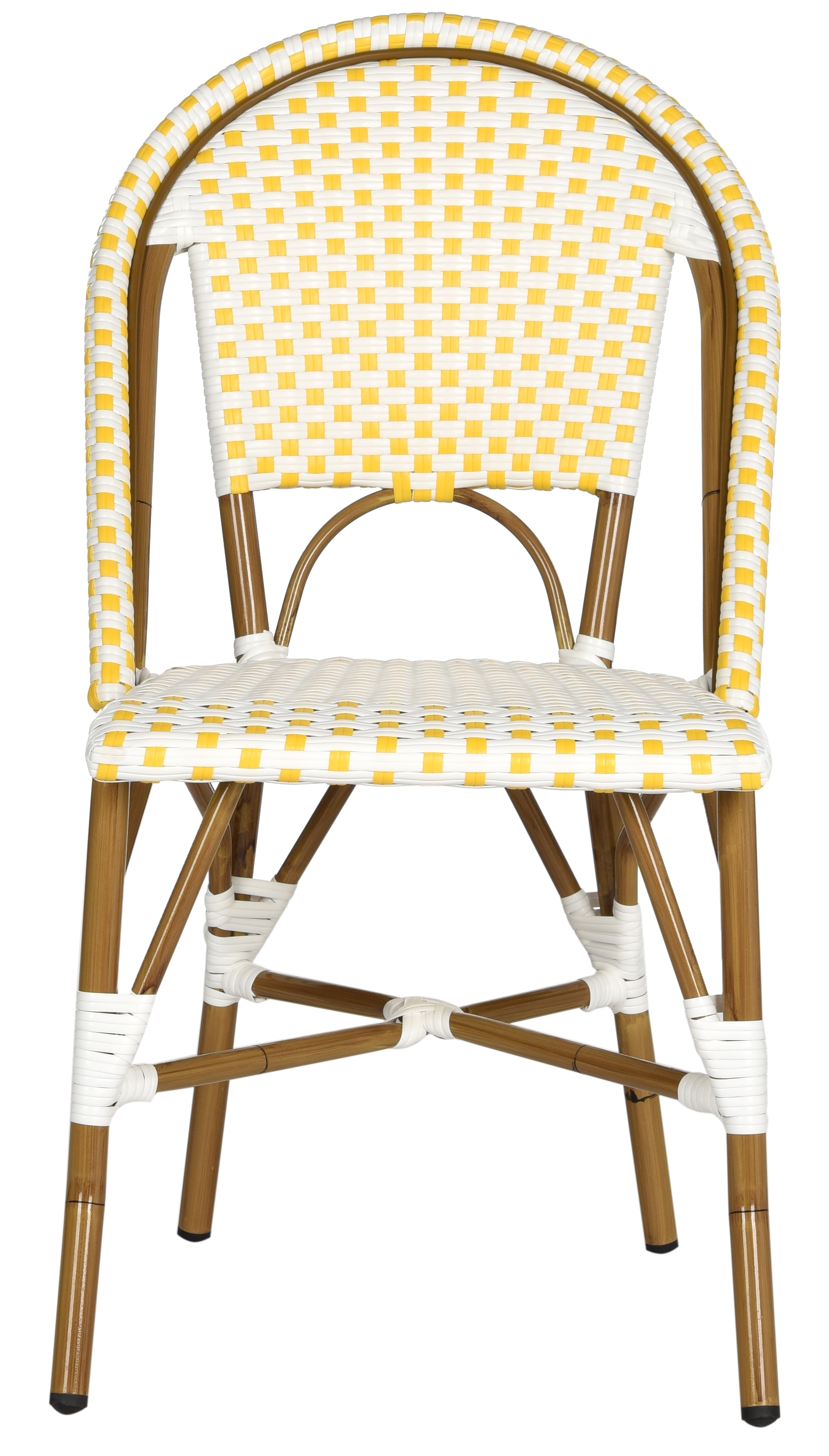 Salcha Indoor-Outdoor French Bistro Stacking Side Chair - Yellow/White/Light Brown - Arlo Home - Image 1