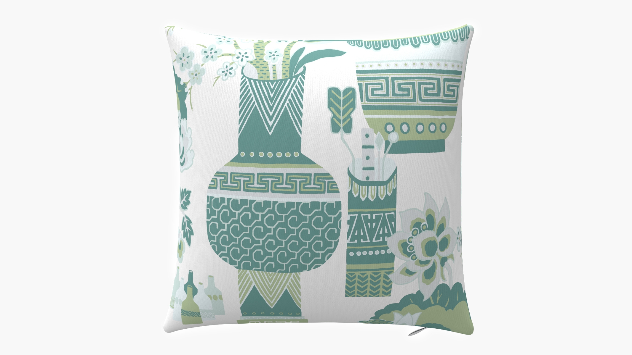 Outdoor 22" Throw Pillow, Pistachio Kan-Shie, 22" x 22" - Image 0