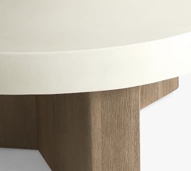 Pomona Concrete & Acacia Wood Round Coffee Table, White Speckle & Gray - Image 1