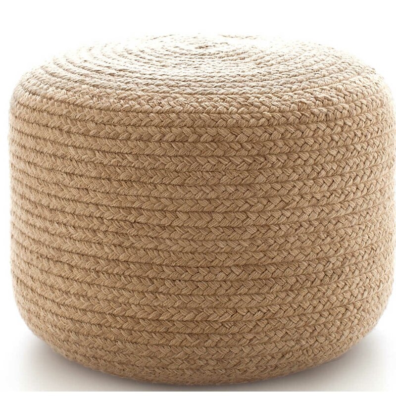 Fresh American Braided Natural Indoor/Outdoor Pouf 20"W x 14"H - Image 0