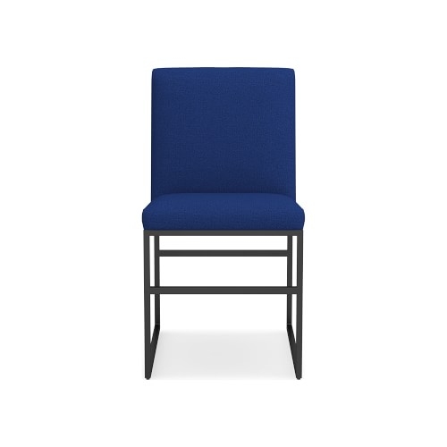 Lancaster Side Chair, Standard, Perennials Performance Basketweave, Denim, Bronze - Image 0