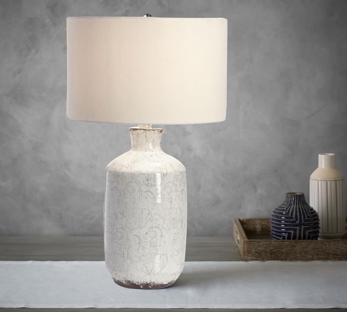 Bethany Ceramic 23.5" Medium Table Lamp, Ivory with Moss Green - Image 2