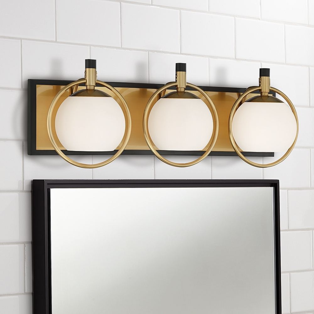 Possini Euro Carlyn 26" Gold and Black Modern Luxe 3-Light Bath Light - Image 0