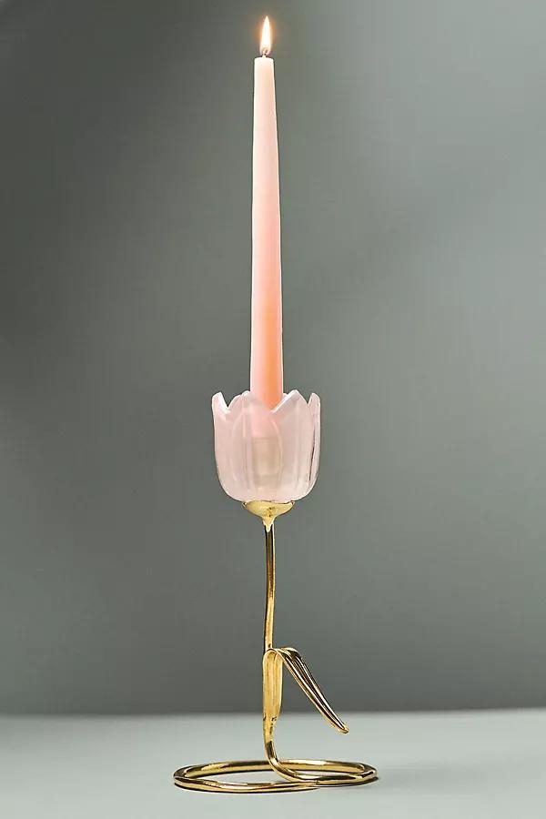 Tulip Floral Gold Taper Candle Holder - Image 0