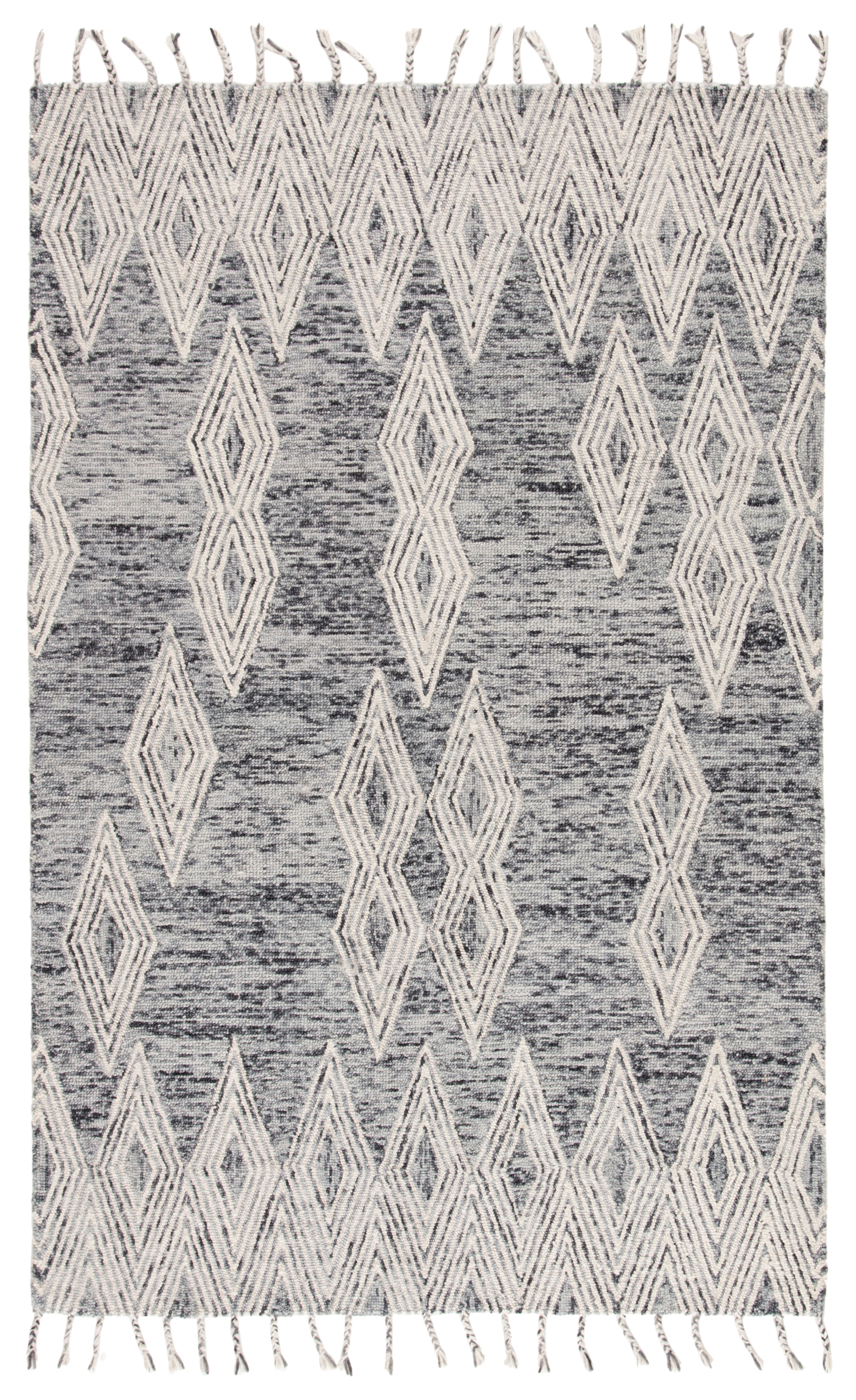 Nikki Chu by Mulberry Handmade Geometric Gray/ Ivory Area Rug (9'X12') - Image 0