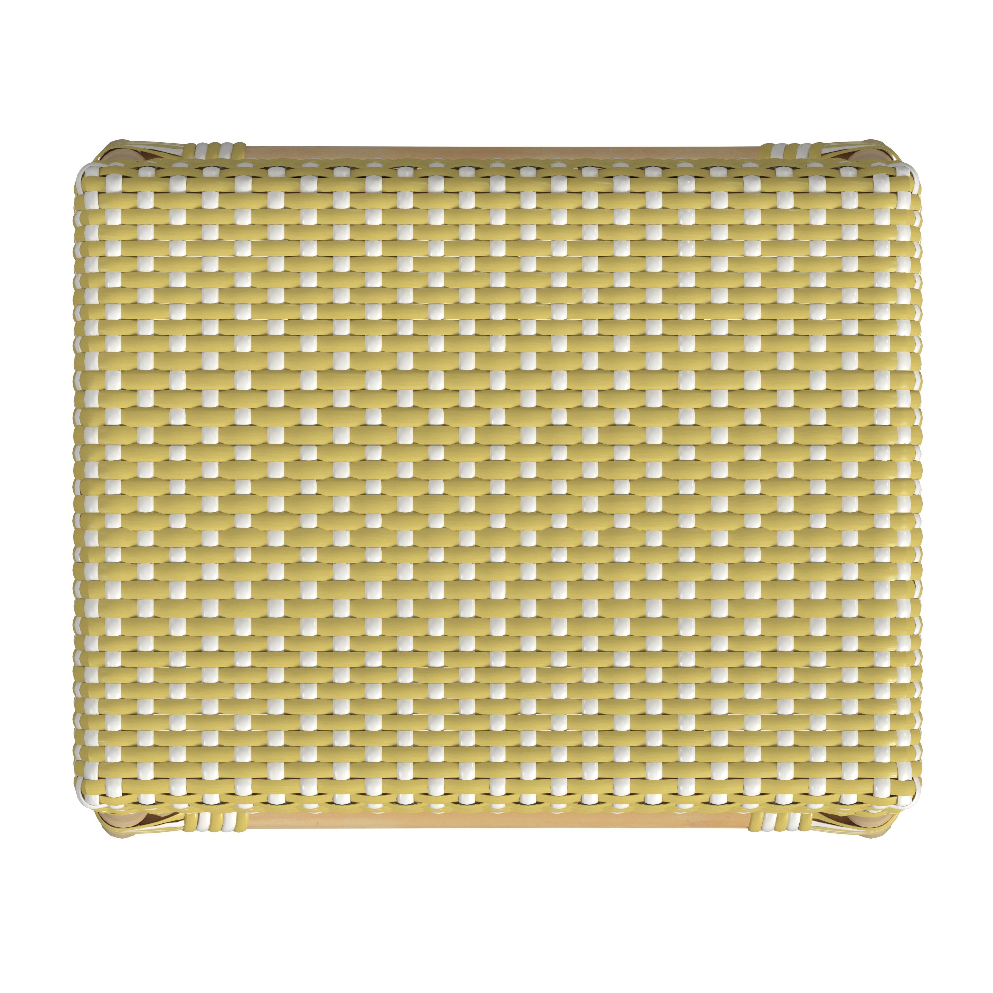 Robias Yellow/White Dot/ Natural Rattan Frame Counter Stool - Image 2
