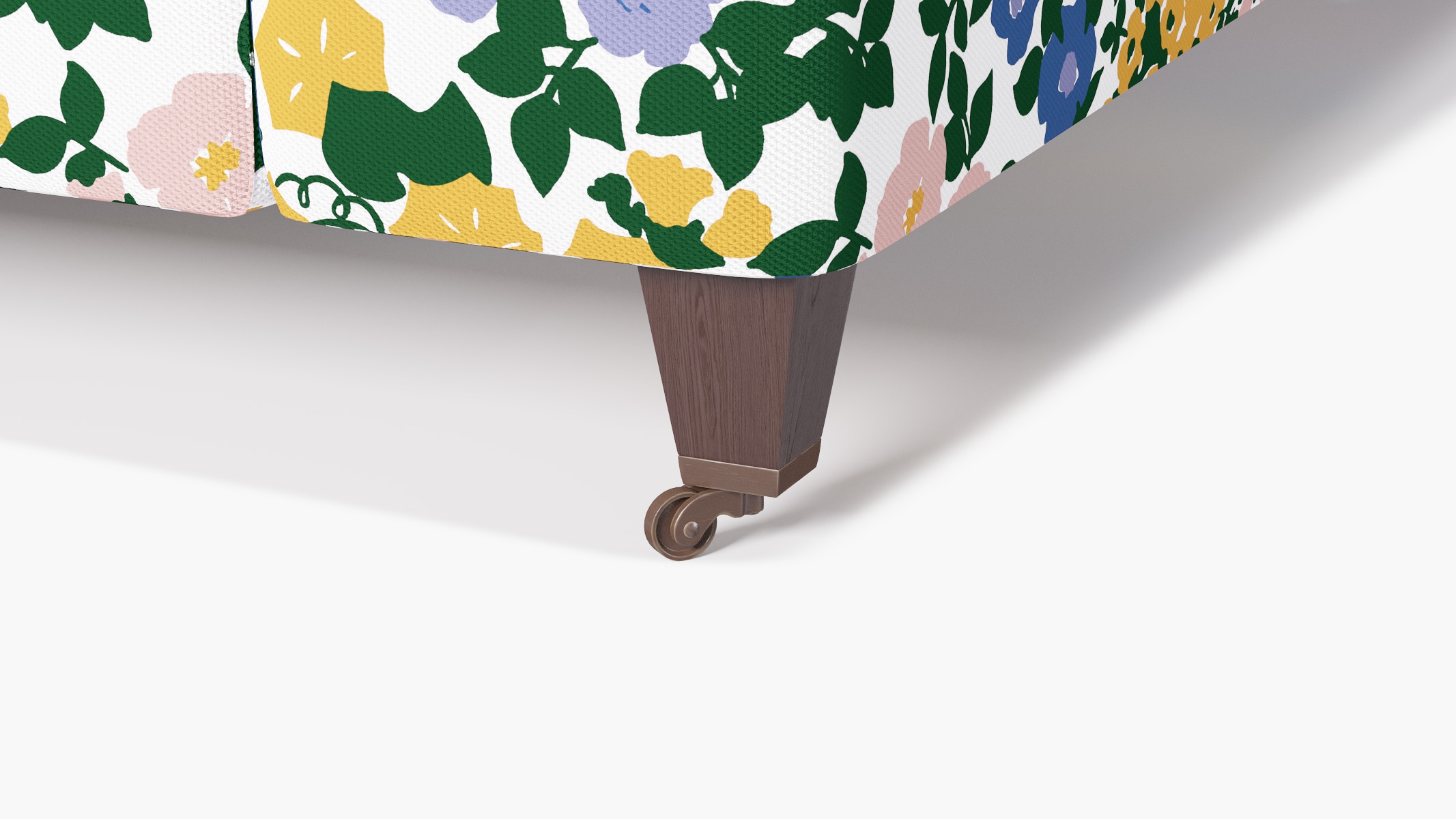 Classic Sofa, Lavender Million Flowers, Espresso with Antique Brass Caster - Image 1